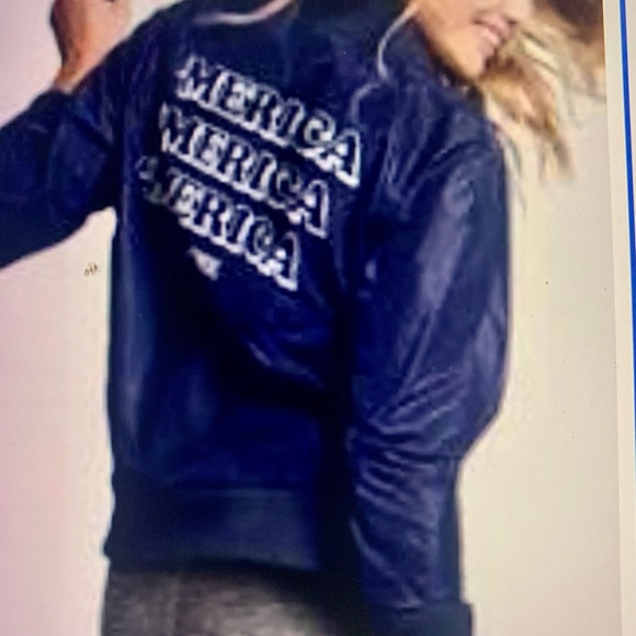 PINK Victoria’s Secret ‘merica Blue Bomber Jacket Size L - Picture 6 of 7